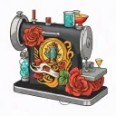 sewing machine hawaii  cocktail wave tattoo design idea