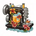 sewing machine hawaii  cocktail wave tattoo design idea