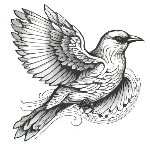 minimalist tattoo of a bird with outstretched wings, thin and clean lines.  tattoo design idea