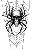 spider on the forearm with a skull surrounded and some webs  tattoo design idea