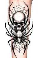 spider on the forearm with a skull surrounded and some webs  tattoo design idea