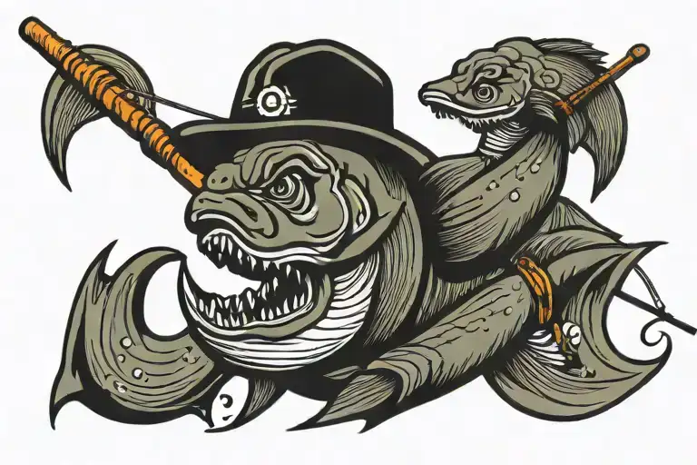fishing rod casting a line kentucky state outline tattoo design idea