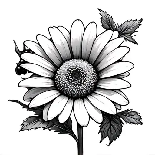 daisy flower huckleberry tattoo design idea