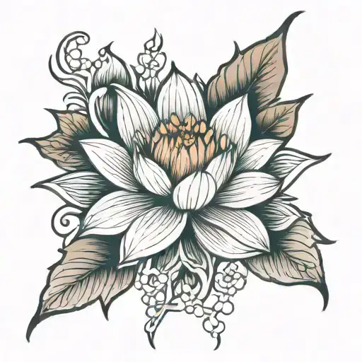 lotus flower into flower cross tattoo design idea