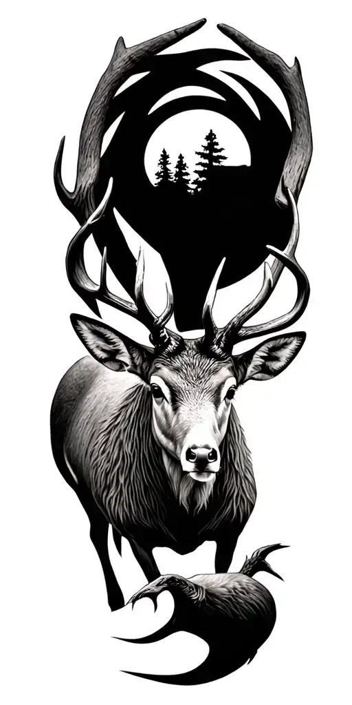 fallow deer, red deer and tahr hunting tattoo tattoo design idea