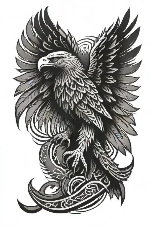 a tattoo for the tricep which is 3 lines of maori with a maori eagle on top with it's wings spread upwards   tattoo design idea