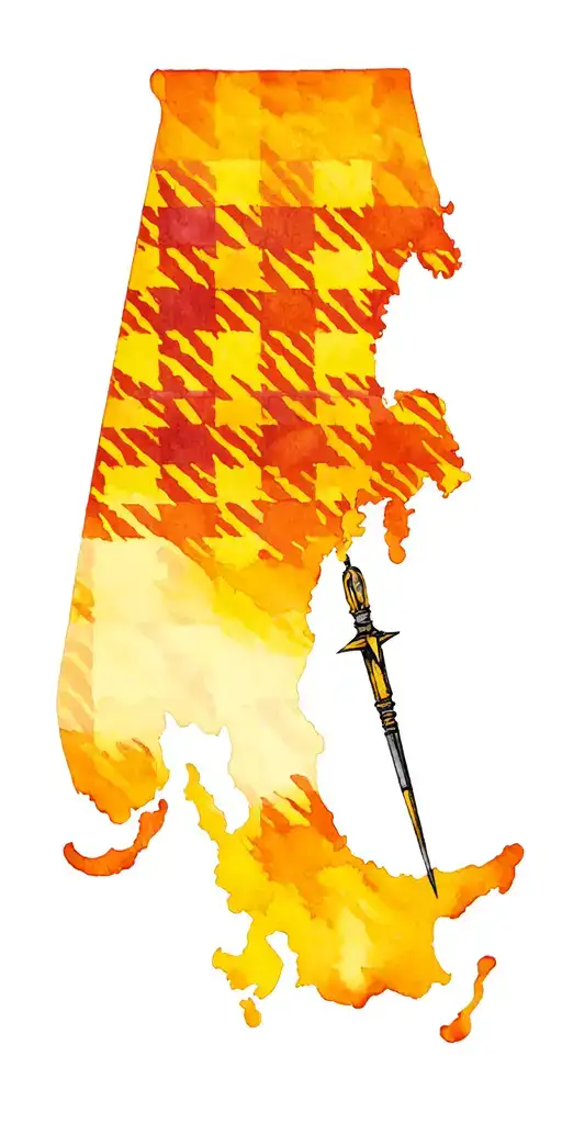 alabama a in houndstooth with compass behind it  tattoo design idea