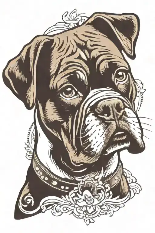 boxer dog face tattoo black and white tattoo design idea