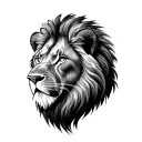 realistic lion face for my tricep tattoo design in black and grey tattoo design idea