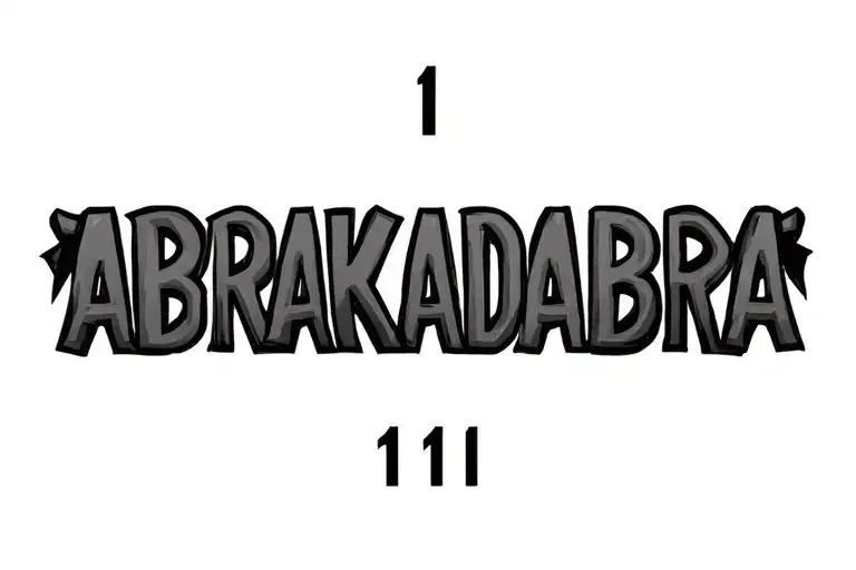Simplistic test with the word abrakadabra maybe with incorperationg numerology / 111 into it  tattoo design idea