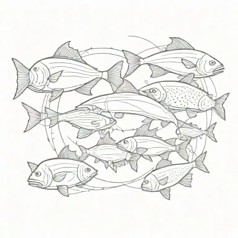 Minimalist  cercle of fish tattoo design idea