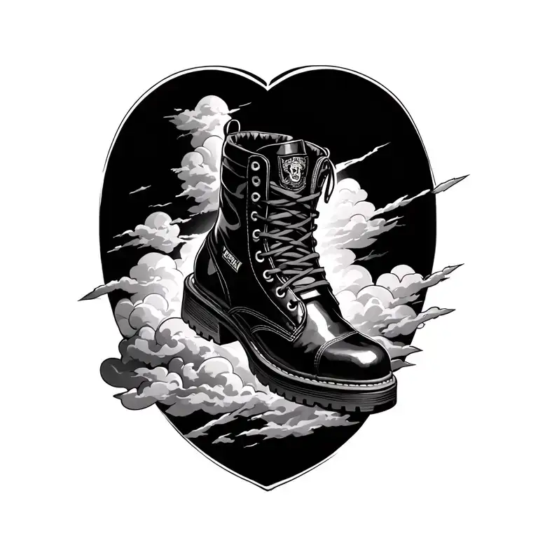 italian boot surrounded by the versace stripes and some clouds and make it glowing  tattoo design idea