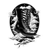 italian boot surrounded by the versace stripes and some clouds and make it glowing  tattoo design idea