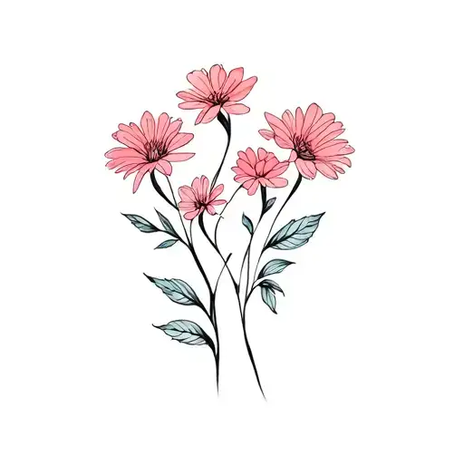 step and half siblings using 6 flowers tattoo design idea