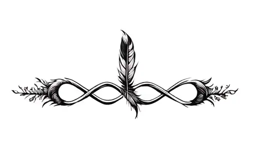 "infinity symbol with feather
" tattoo design idea