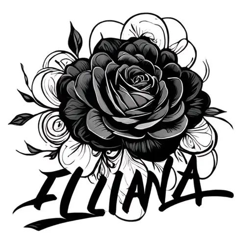 Detailed Description for Your Artist:Name ("Eliana"):Use bold script font, something with clean, thick lines but with  tattoo design idea