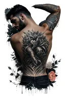 BLACKWORK GRAPHIC BACK TATTOO MEN IN A tattoo design idea