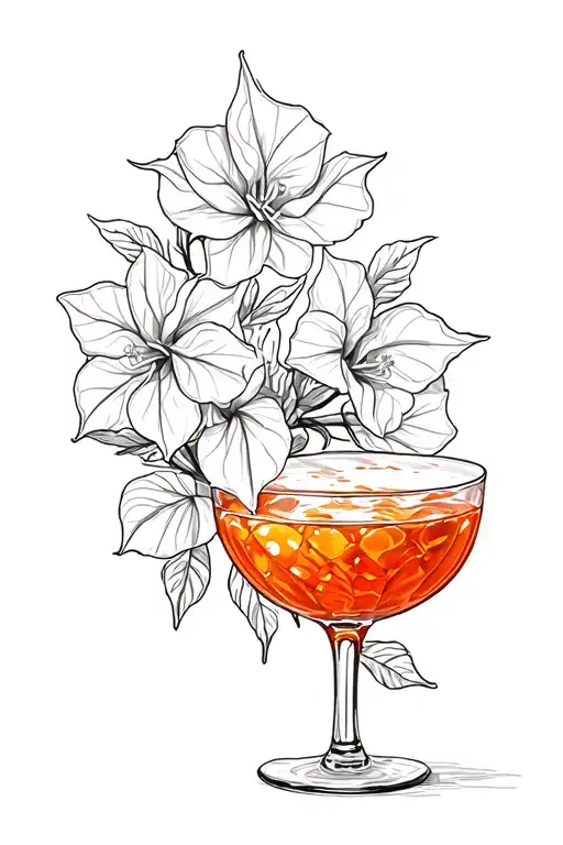 Bougainvilleas in Muschel  mit aperol glas tattoo design idea
