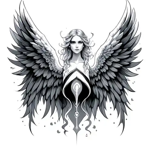 Ophanim angel wings tattoo design idea