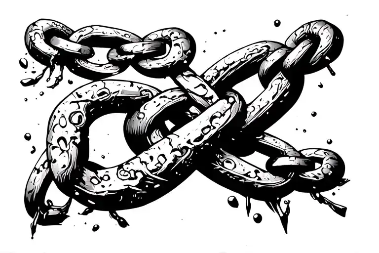 chain with one crumbling link tattoo design idea
