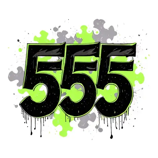 "555" green ink autism tattoo design idea
