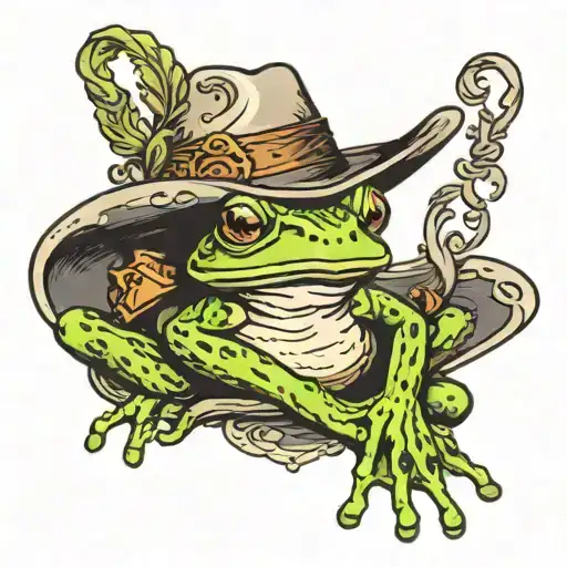 frog in a cowboy hat tattoo design idea