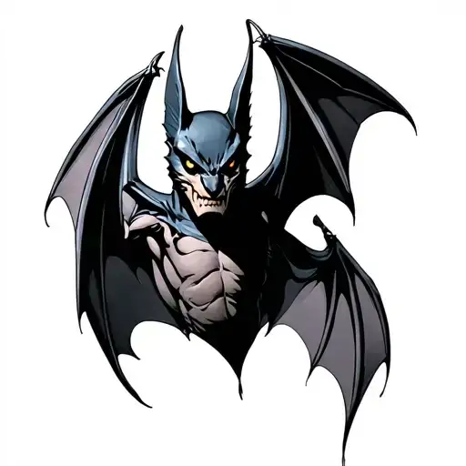 bat hanging tattoo design idea