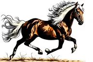 white arabian horse running producing a full spectrum after glow tattoo design idea