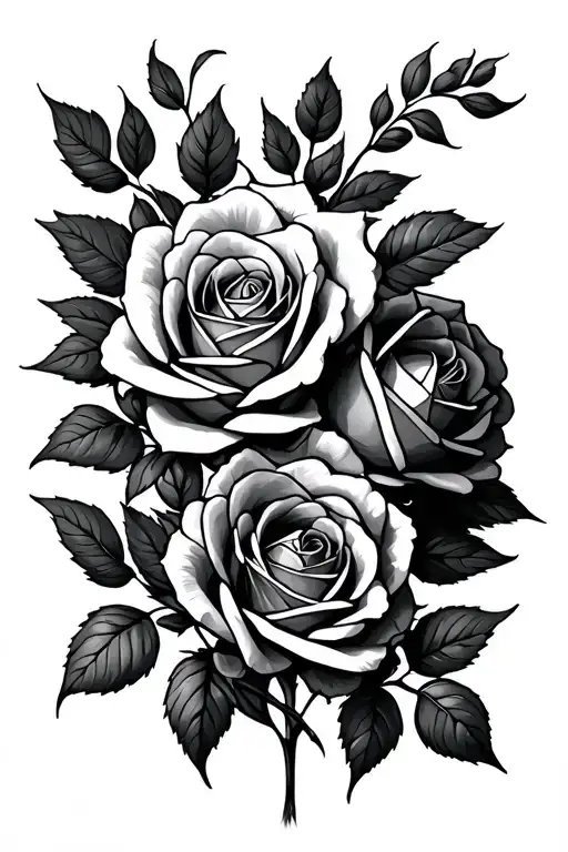 Some roses and a 4 line short poem verse written in elegant calligraphy tattoo design idea