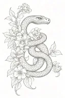 snake and flowers tattoo design idea