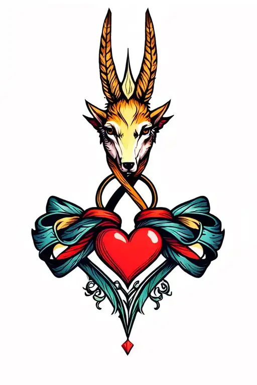 Zodiac sign Sagittarius bow infinity symbol with heart tattoo design idea