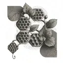 honeycomb and vine intertwined tattoo design idea