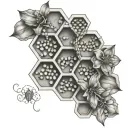 honeycomb and vine intertwined tattoo design idea