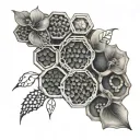 honeycomb and vine intertwined tattoo design idea
