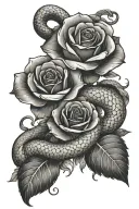 snake roses wrapped tattoo design idea