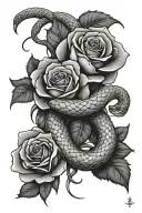 snake roses wrapped tattoo design idea