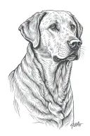 Labrador named Guinness minimalist tattoo design idea