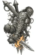 Warrior flame swords And Between tattoo design idea