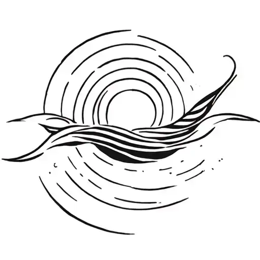 sunrise over ocean with a spiral merging tattoo design idea