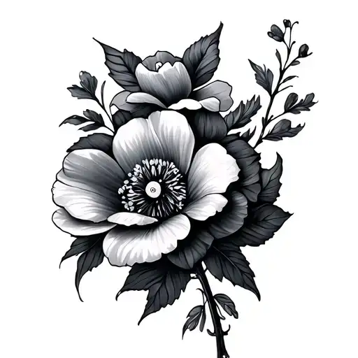 flowers and cross wrapped girly tattoo design idea