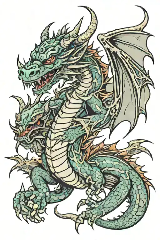 Dragons and demons tattoo design idea