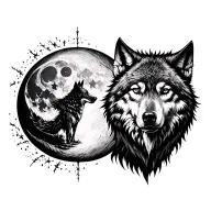 dark moon wolf tattoo design idea