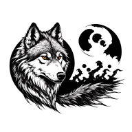 dark moon wolf tattoo design idea