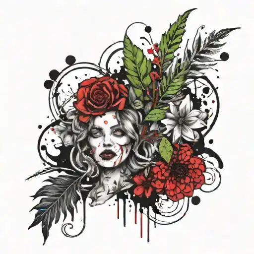 best friends, out of this galaxy, flowers, weed leaf tattoo design idea