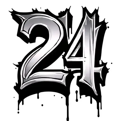 Roman numeral 24 graffiti style tattoo design tattoo design idea