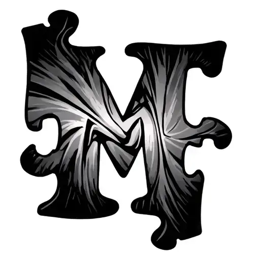 puzzle piece letter M T tattoo design idea
