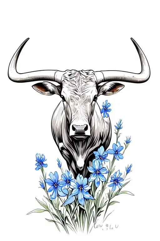 bluebonnets longhorn Alamo texas tattoo design idea
