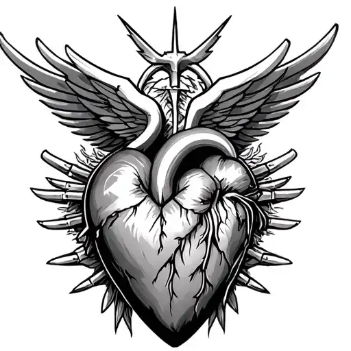 Sacred Heart made up motorcycle parts tattoo design idea