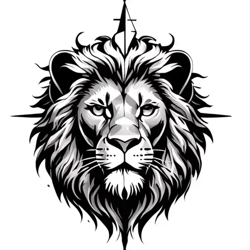 lion head , compass, hyssop , centurion walking towards tattoo design idea