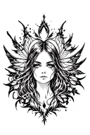 black fairy surrounded tattoo design idea